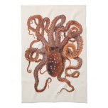 Vintage Octopus Macropus, Marine Aquatic Animals Kitchen Towel
