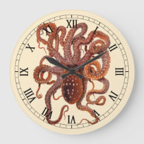 Vintage Octopus Macropus, Marine Aquatic Animals Large Clock