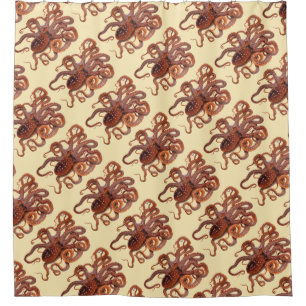 Vintage Octopus Macropus, Marine Aquatic Animals Shower Curtain