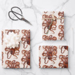 Vintage Octopus Macropus, Marine Aquatic Animals Wrapping Paper Sheets