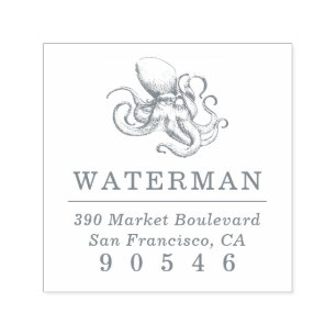 Vintage Octopus Nautical Return Address Self-inking Stamp