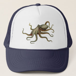 Vintage Octopus Nautical Sea Creature Trucker Hat