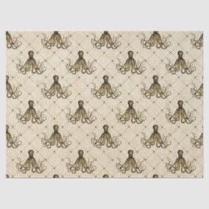 Vintage Octopus on Cream Decoupage Tissue Paper