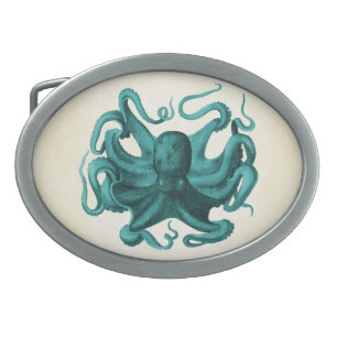 Vintage Octopus Oval Belt Buckle