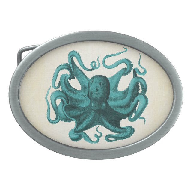 Vintage Octopus Oval Belt Buckle (Front)
