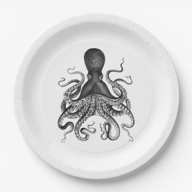 Vintage Octopus Paper Plates (Front)