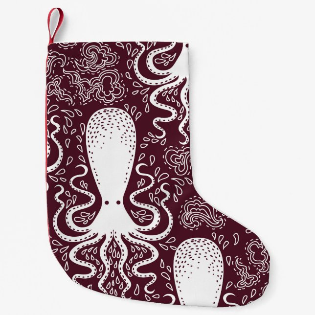 vintage Octopus pattern. Small Christmas Stocking (Front)