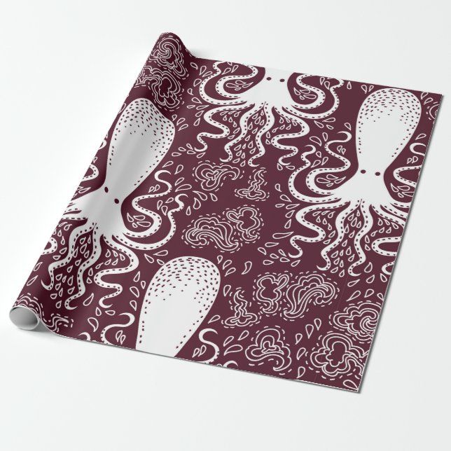 vintage Octopus pattern. Wrapping Paper (Unrolled)