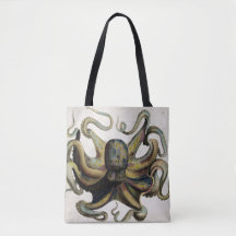 Vintage Octopus Print All Over Print Tote Bag