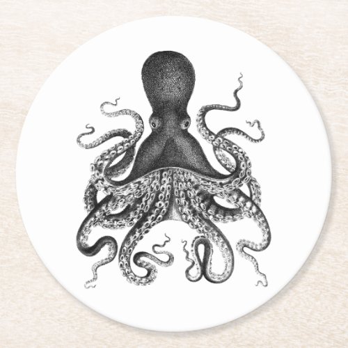 Vintage Octopus Round Paper Coaster