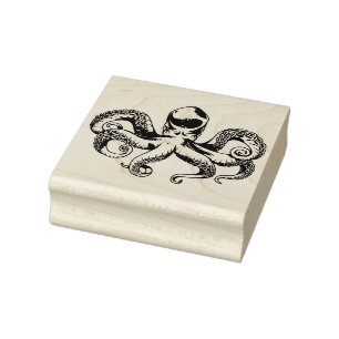 Vintage octopus rubber stamp