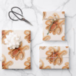 Vintage Octopus Salutii, Marine Aquatic Animals Wrapping Paper Sheets