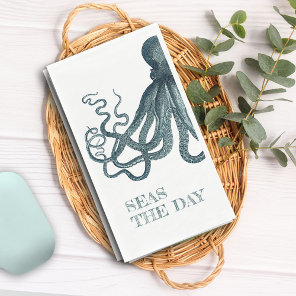 Vintage Octopus Seas the Day Funny Nautical Paper Guest Towels