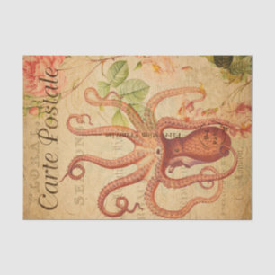 Vintage Octopus, Squid Marine Life Animal French Tissue Paper