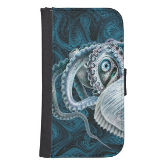 Vintage Octopus Squid Nautilus Argonaut Galaxy S4 Wallet Case