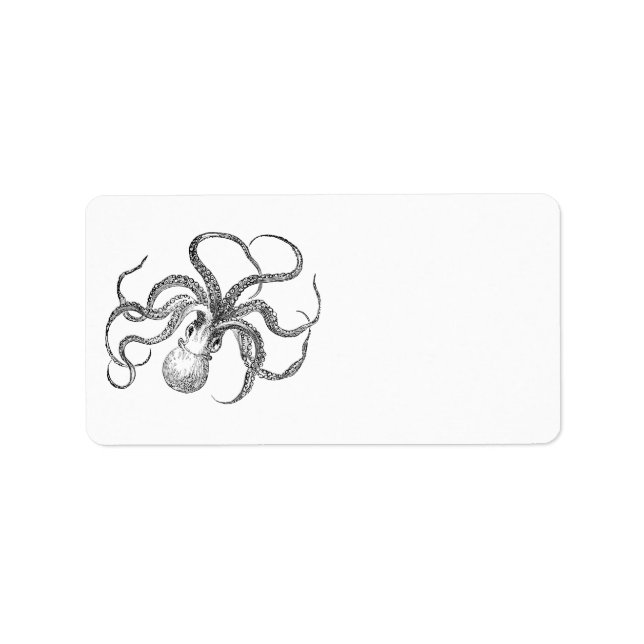 Vintage Octopus Template Label (Front)