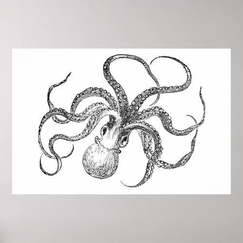 Vintage Octopus Template Poster