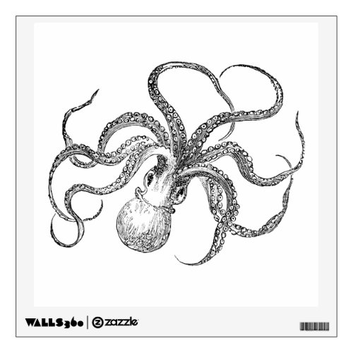 Vintage Octopus Template Wall Decal