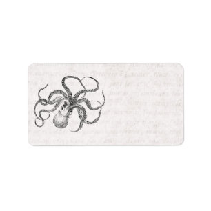 Vintage Octopus Template with Antique Text Label