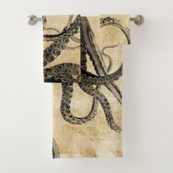 Vintage Octopus Tentacles Bath Towel Set by oph3lia at Zazzle