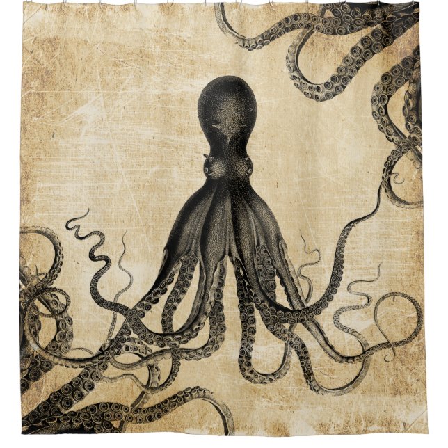 Vintage Octopus Tentacles Shower Curtain (Front)