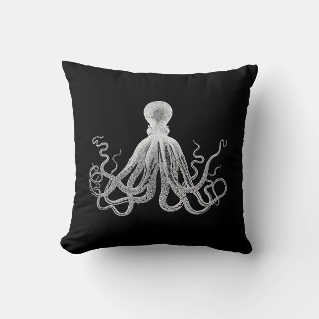 Vintage Octopus Throw Pillow (Front)
