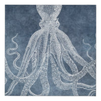 Vintage Octopus Twilight Blue Denim Watercolor