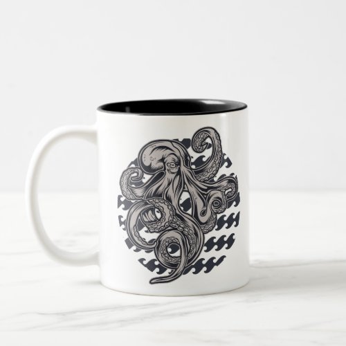 Vintage octopus Two_Tone coffee mug