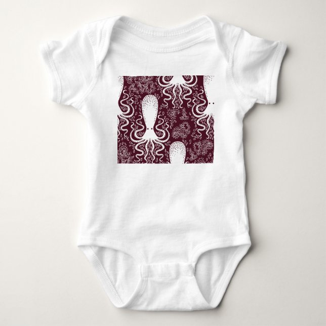Vintage Octopus: Underwater Pattern Splendor Baby Bodysuit (Front)