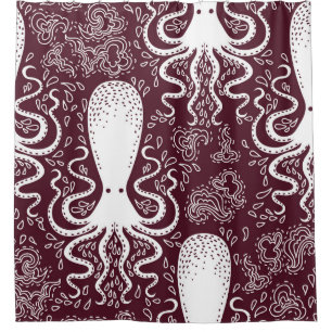 Vintage Octopus: Underwater Pattern Splendor Shower Curtain