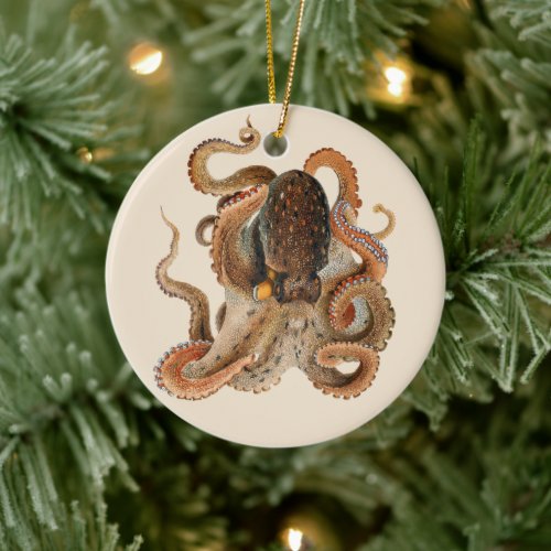 Vintage Octopus Vulgaris Marine Life Animals Ceramic Ornament