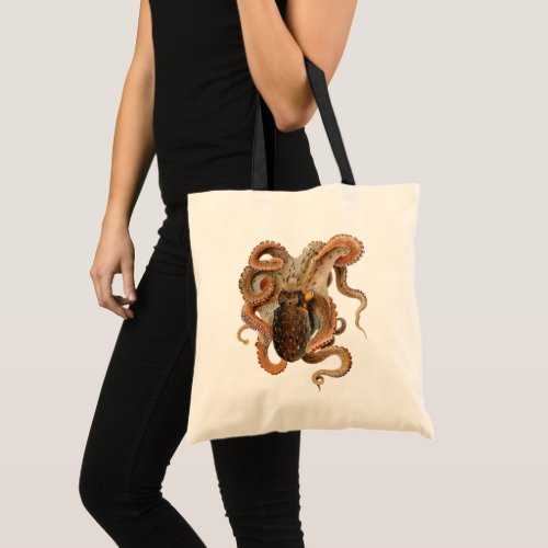 Vintage Octopus Vulgaris Marine Life Animals Tote Bag