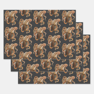 Vintage Octopus Vulgaris, Marine Life Animals Wrapping Paper Sheets