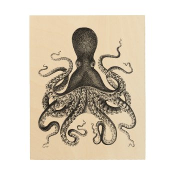 Vintage Octopus Wood Canvas by WaywardMuse at Zazzle