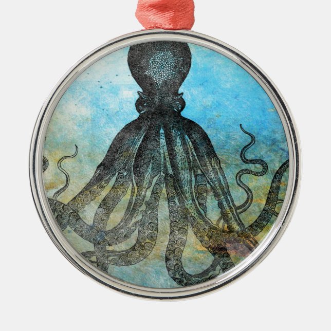 Vintage OctopusCollage Metal Ornament (Front)