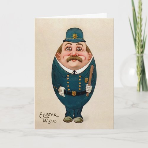 Vintage Odd Egg Cop Easter Card