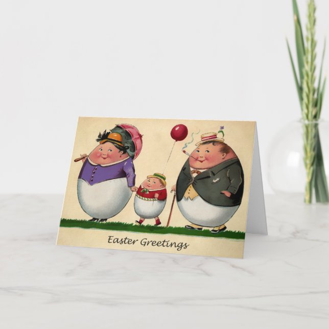 Vintage Odd Egg Family Easter Card (Front)