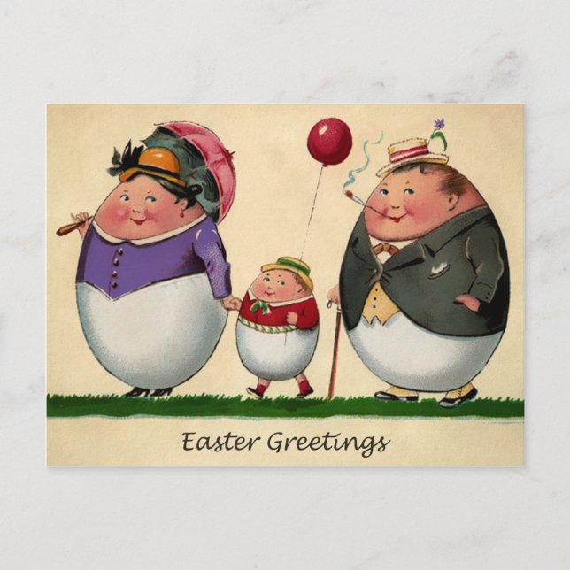 Vintage Odd Egg Family Easter Postcard (Front)