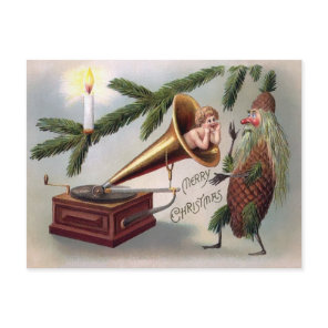 Vintage Odd Pinecone Christmas Postcard