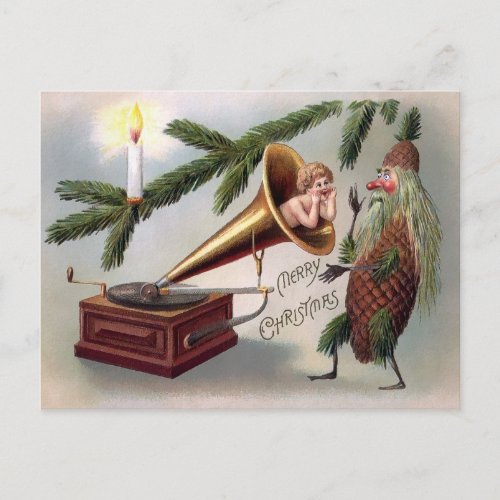 Vintage Odd Pinecone Christmas Postcard