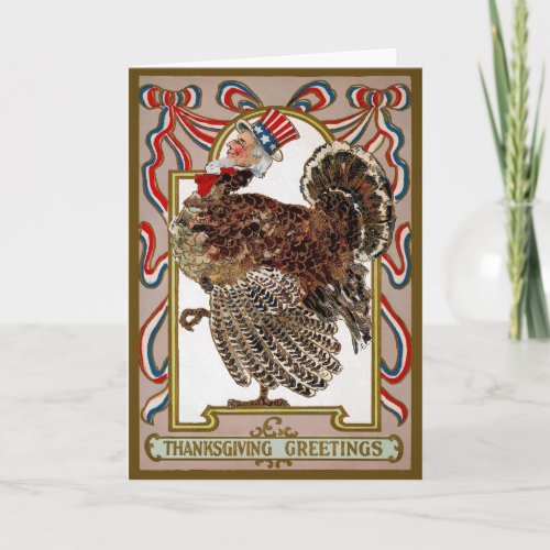 Vintage Odd Uncle Sam Turkey Thanksgiving Card