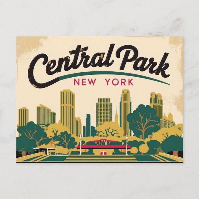 Vintage of Central Park, New York Postcard (Front)