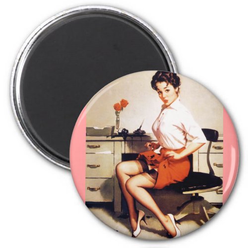 Vintage Office Corporate Pinup Girl Magnet