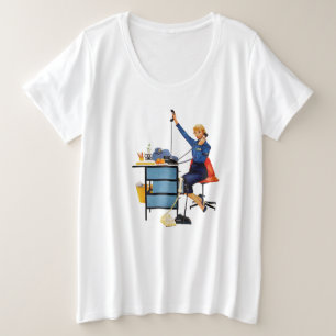 Vintage Office Retro Working Woman Art Plus Size T-Shirt