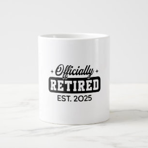 Vintage Officially Retired 2025 Funny Retirement Giant Coffee Mug
