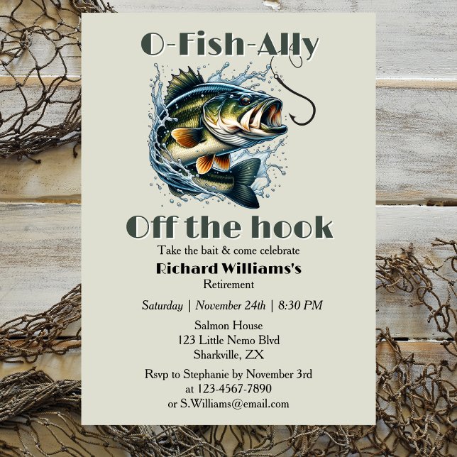 Vintage OFishAlly Retired Big Fish Off The Hook Invitation (Creator Uploaded)