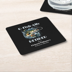 Vintage OFishAlly Retired Big Fish Take The Bait Square Paper Coaster