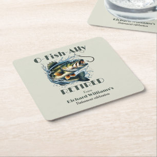 Vintage OFishAlly Retired Big Fish Take The Bait  Square Paper Coaster