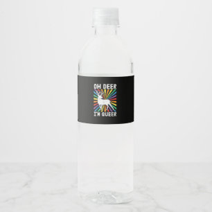 Vintage Oh Deer I'm Queer Pride LGBT Gay Lesbian Water Bottle Label