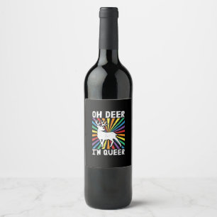 Vintage Oh Deer I'm Queer Pride LGBT Gay Lesbian Wine Label